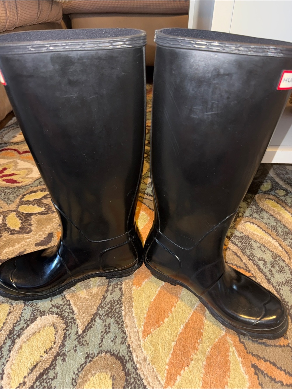 Hunter Tall Gloss Black Rain Boots - Classic Logo - Picture 11 of 12